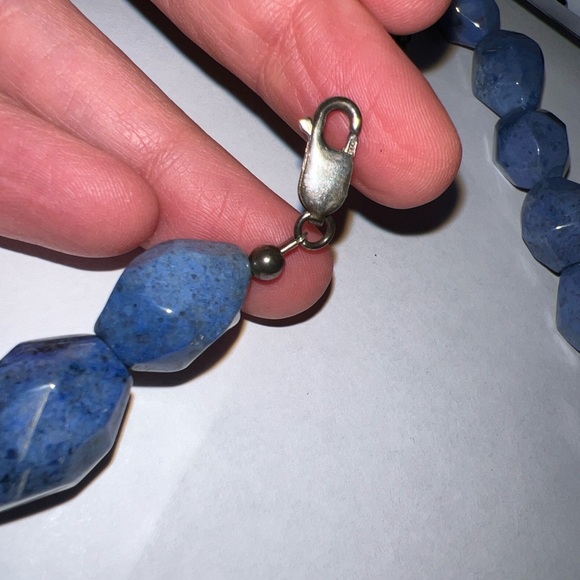 Blue Polished Stone Necklace with lobster clasp - Picture 7 of 10